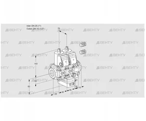 VCH1E25R/15R05NHEVWR3/PPPP/PPPP (88102579) Клапан с регулятором расхода Kromschroder