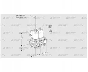 VCS1E25R/25R05NNWL3/PPPP/PPPP (88100442) Сдвоенный газовый клапан Kromschroder