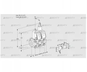 VCS1T15N/15N05NLQR/2--4/PPPP (88100760) Сдвоенный газовый клапан Kromschroder