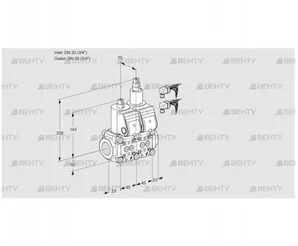 VCS1E20R/20R05NLKR6/PPPP/PPPP (88105271) Сдвоенный газовый клапан Kromschroder