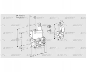 VCS1E25R/25R05NLWL3/PPBS/PPPP (88102722) Сдвоенный газовый клапан Kromschroder