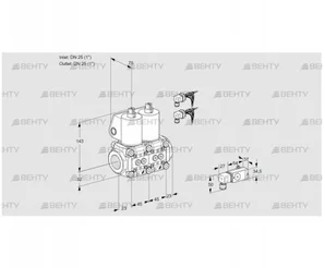 VCS1E25R/25R05NNWL6/PPPP/-3PP (88103712) Сдвоенный газовый клапан Kromschroder